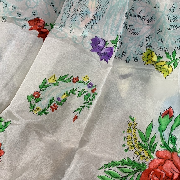 EUC Antique Hadson Cobalt Roll Hem Rayon and Silk Floral Scarf - Picture 6 of 8